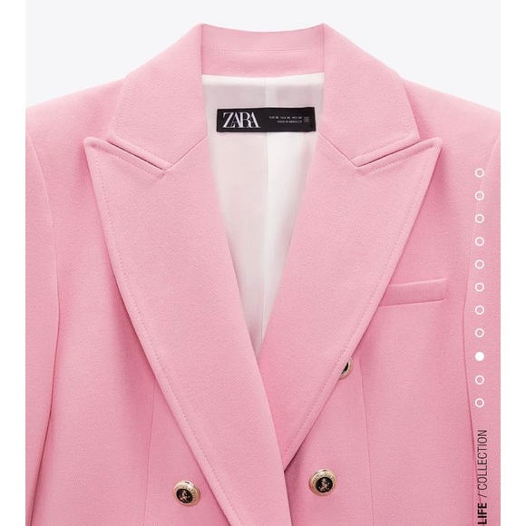 NWT Zara Tailored Pink Double breasted Blazer - Picture 9 of 10